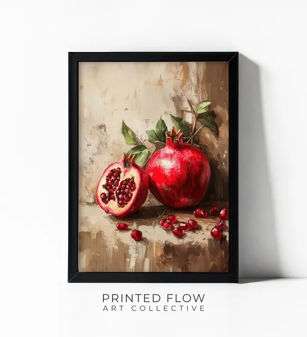 Pomegranate Art Print, Farmhouse Kitchen Decor