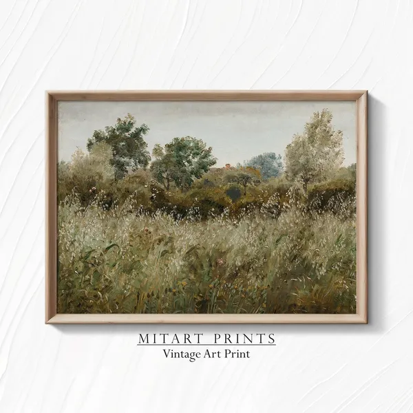 Wildflower Field Meadow Landscape Wall Art Print