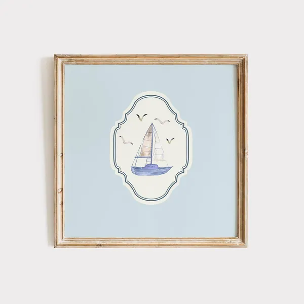Minimalist Sail Boat Art Print, Coastal Decor