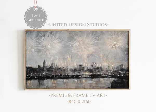 New Years Eve Fireworks Farmhouse Art Print