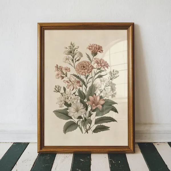 Vintage Floral Botanical Print, Farmhouse Art Print
