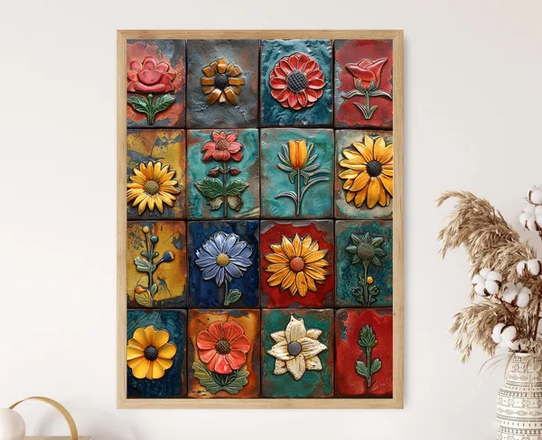Traditional Mexican Talavera Tile Painting, Art Print