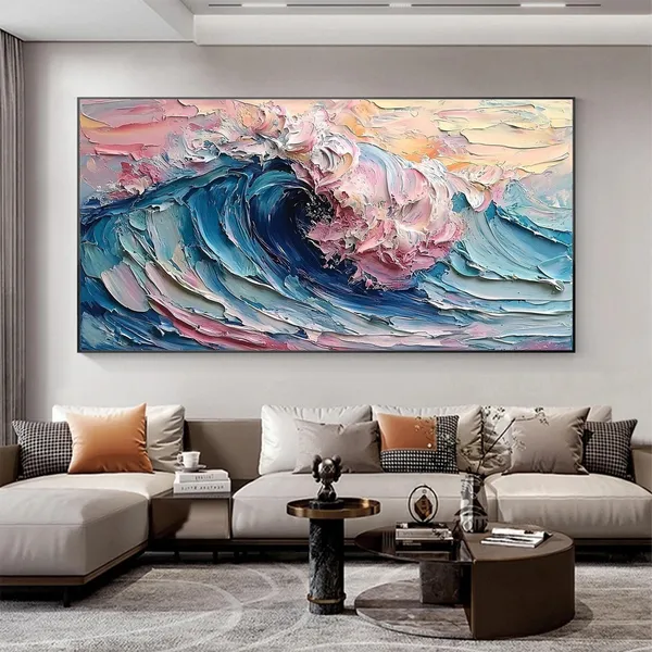 Textured Colorful Wave Seascape Oil Painting Art Print