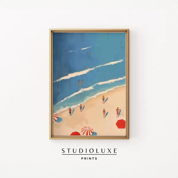 Coastal Beach Painting Art Print, Apartment Decor