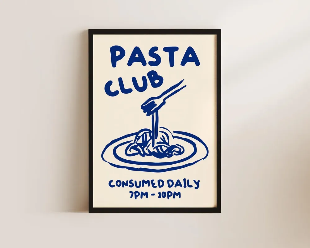 Pasta Club Kitchen Poster, Kitchen Decor - Image 2