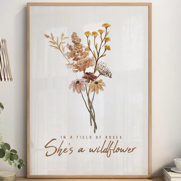 She's A Wildflower Nursery Art Print, Watercolor