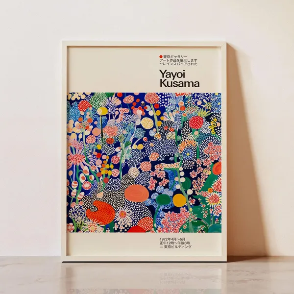 Yayoi Kusama-Inspired Polka Dot Floral Art Print