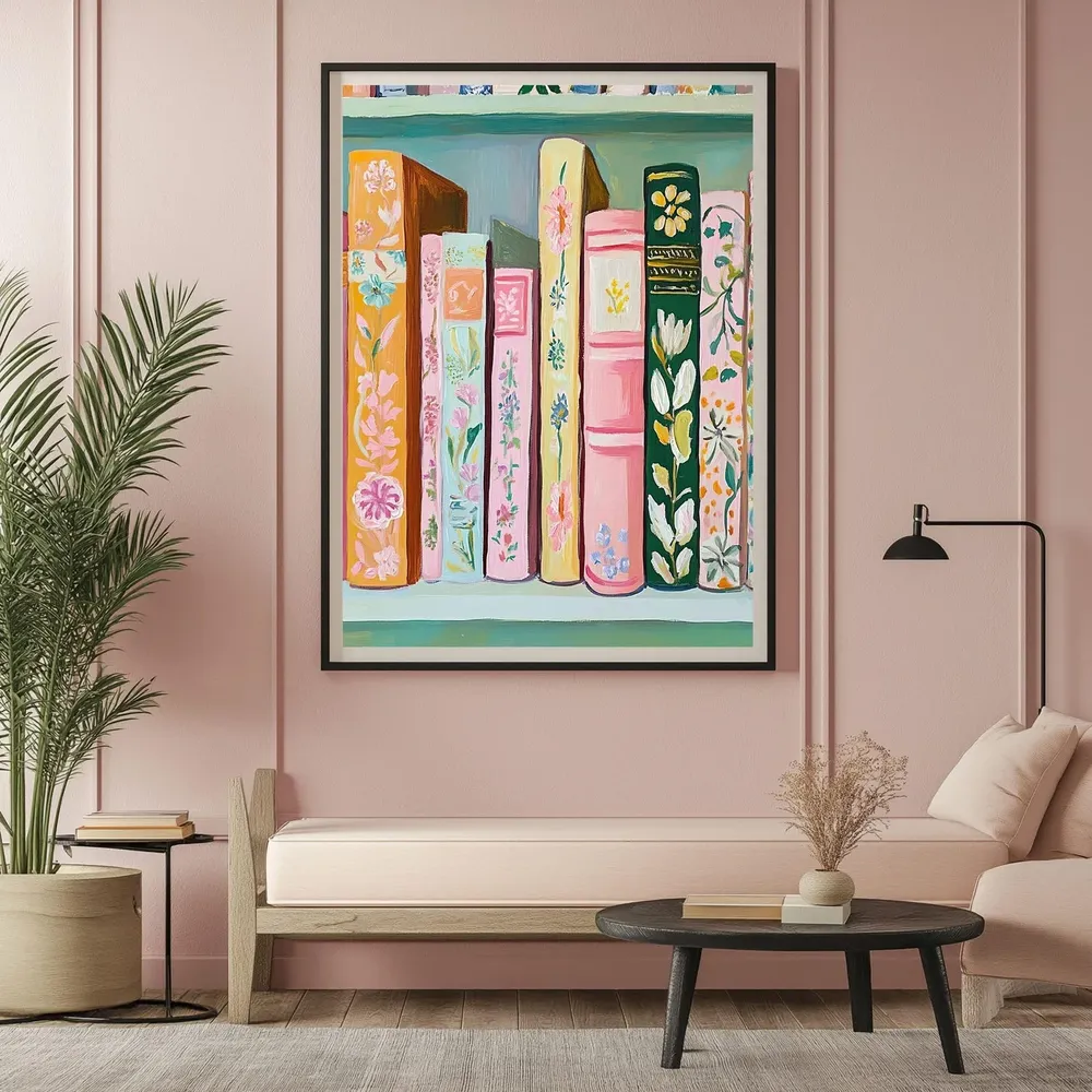Pastel Book Stack Painting, Whimsical Art Print - Image 4