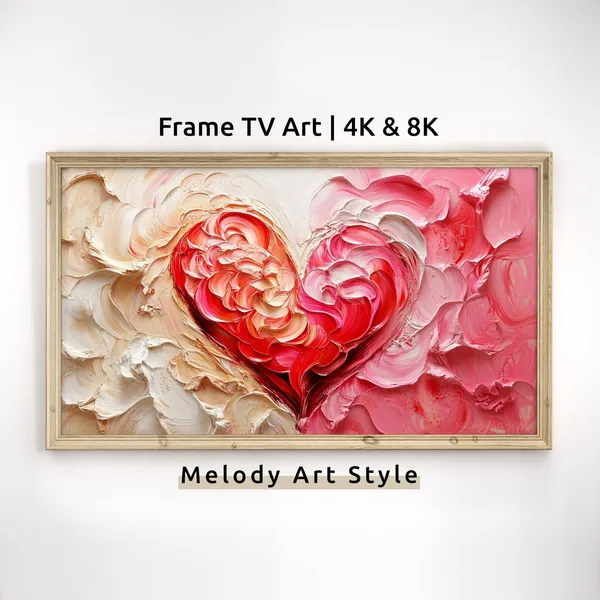 Red And Pink Heart Frame, Rustic Vintage Art Print