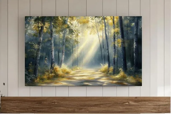 Vintage Watercolor Dawn's Whisper Forest Art Print