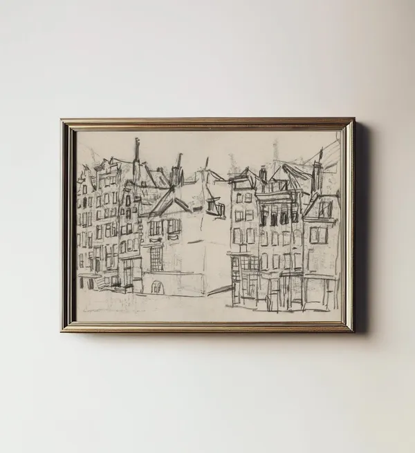 Amsterdam Antique Architecture Sketch Art Print