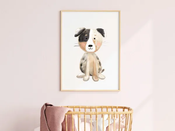 Aussie Puppy Nursery Art Print, Dog Border Decor