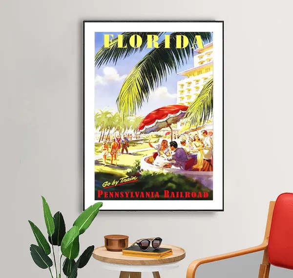 Florida Vintage Travel Poster, USA Wall Art Print