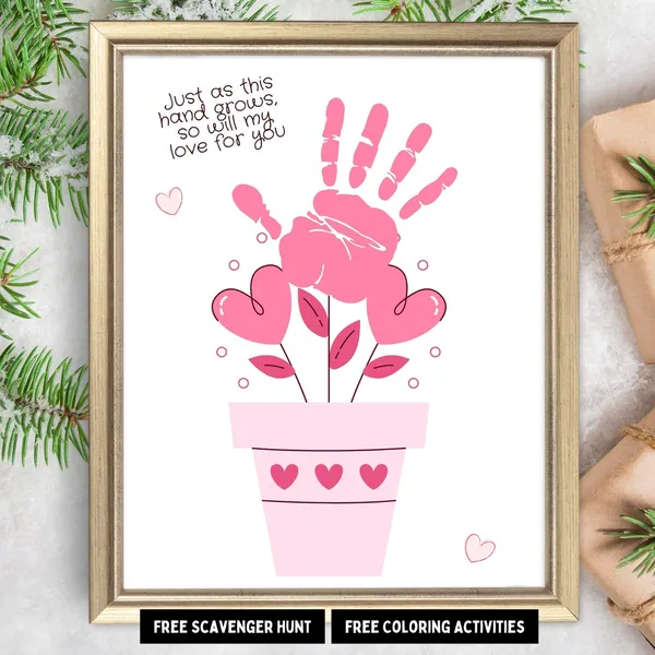 Valentines Day Handprint Flower Craft Love Heart Art Print
