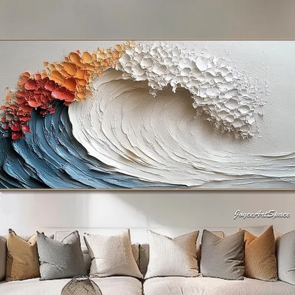Abstract Ocean Waves Oil Painting, Modern Art Print