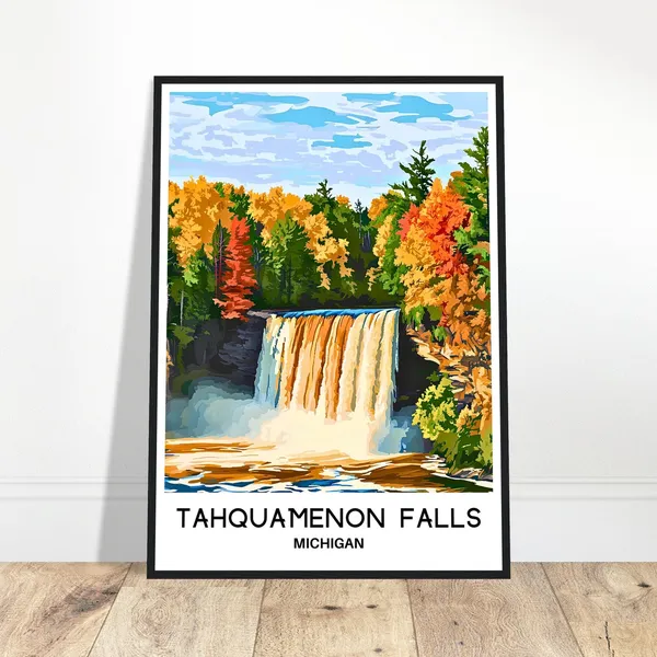 Tahquamenon Falls Travel Poster, Michigan Landscape