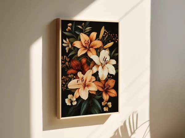 Elegant Lily Bouquet Vintage Botanical Art Print