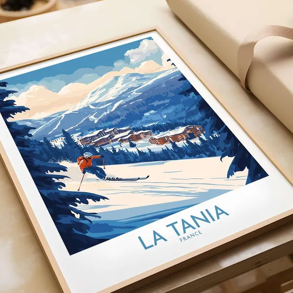 La Tania Ski Resort Travel Poster, Winter Sports