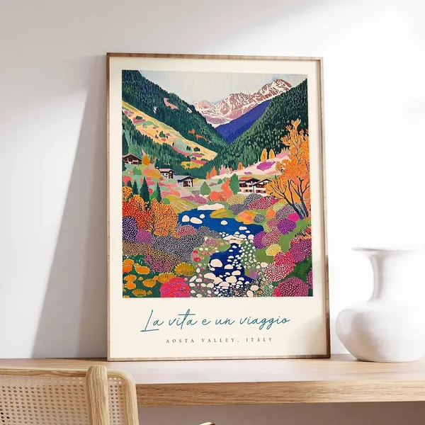 Aosta Valley Travel Poster, Italy Travel Decor