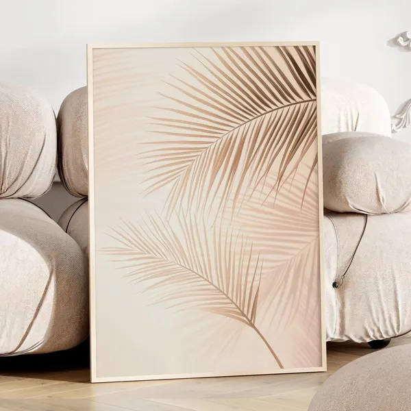 Minimalist Palm Leaves Poster, Boho Living Room Decor