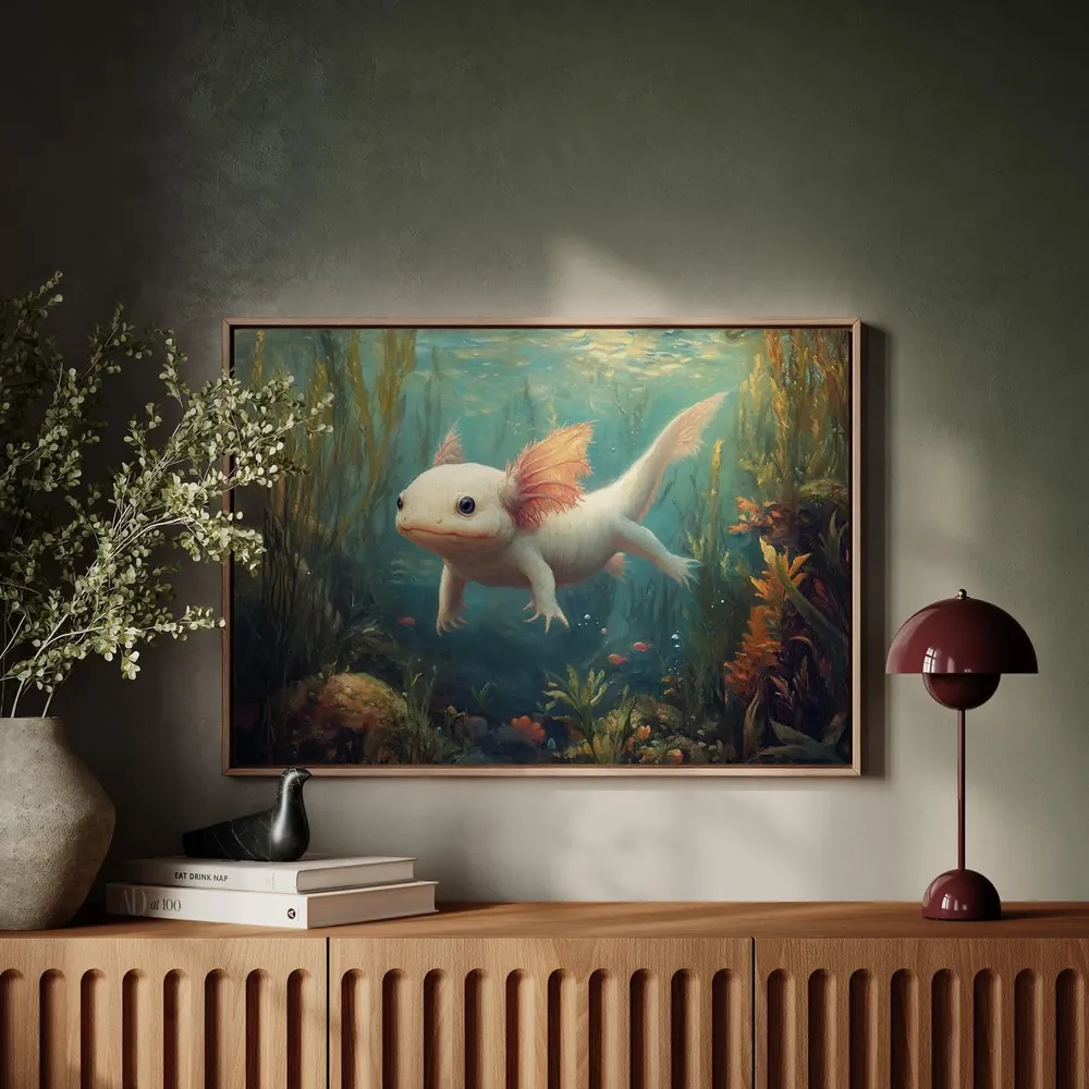 Whimsical Underwater Axolotl Art Print - Image 3