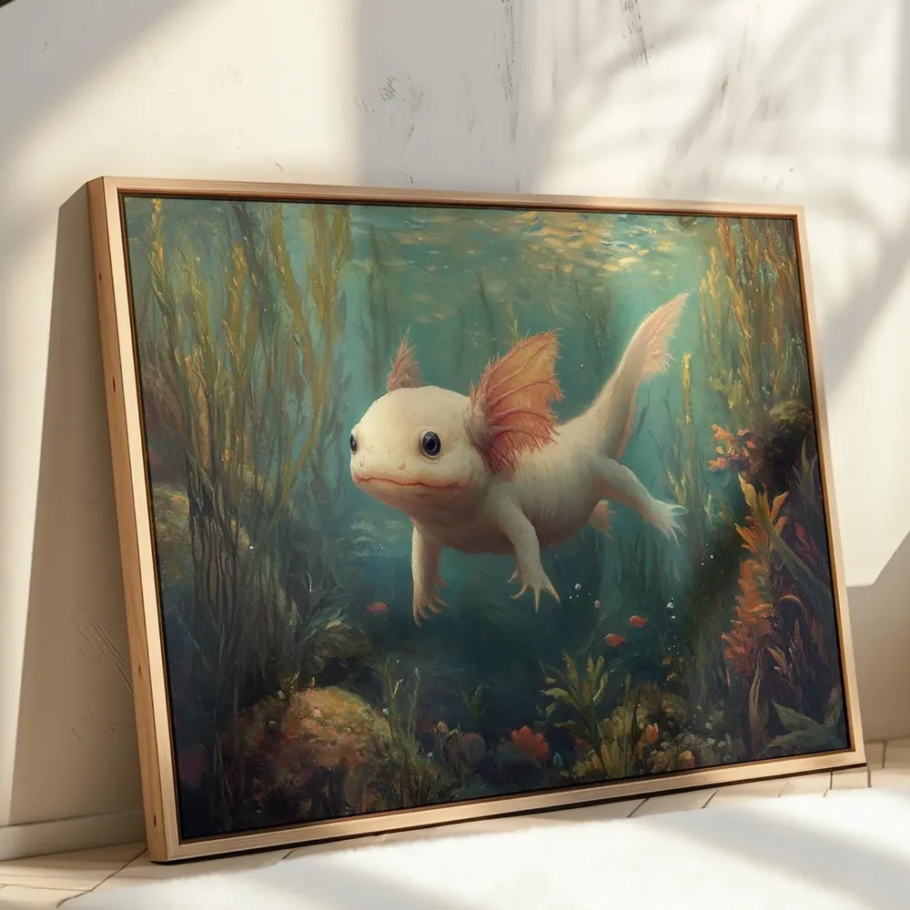 Whimsical Underwater Axolotl Art Print