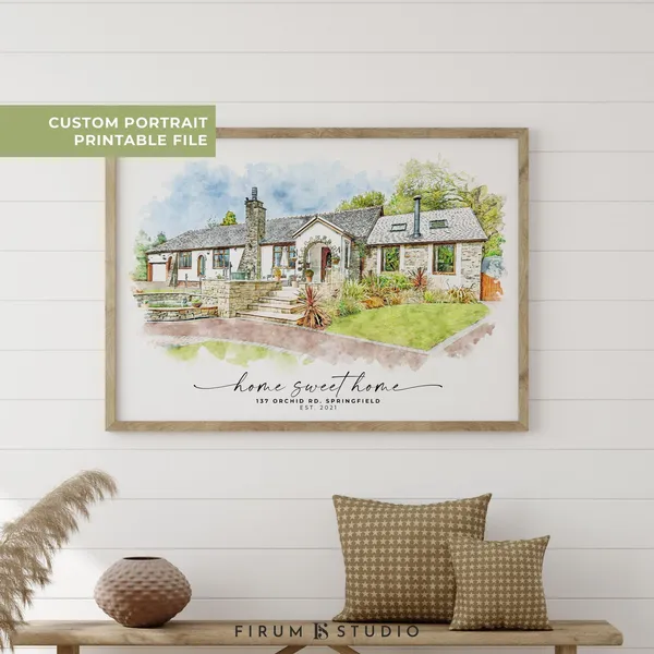 Custom House Portrait - Personalized Watercolor