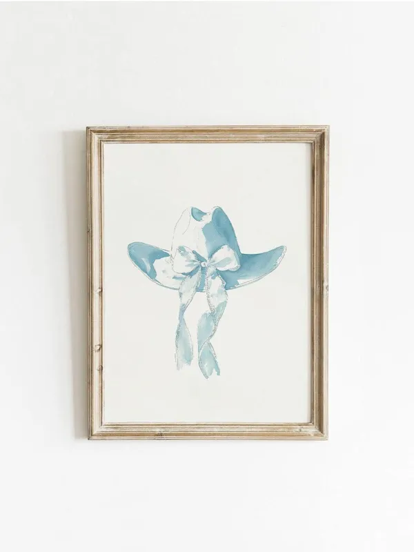 Vintage Cowgirl Hat And Bow Poster, Preppy Retro Decor