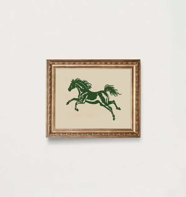 Vintage Western Horse Print, Rustic Retro Wall Art
