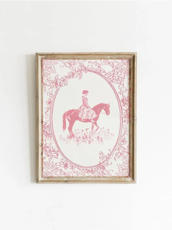 Vintage Equestrian Poster, Coquette Floral Wall Art