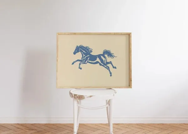 Vintage Western Horse Art Print, Retro Rustic Decor