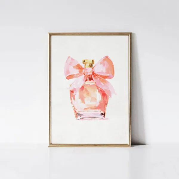 Pink Perfume Bottle Poster, Girly Fashion Decor