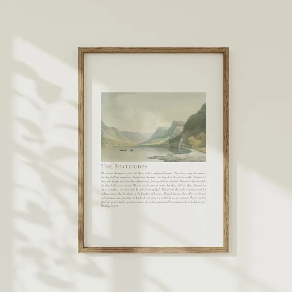 The Beatitudes Coastal Vintage Scripture Art Print