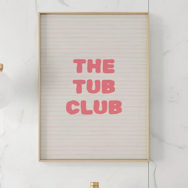 The Tub Club, Modern Minimalist Bathroom Wall Art Print