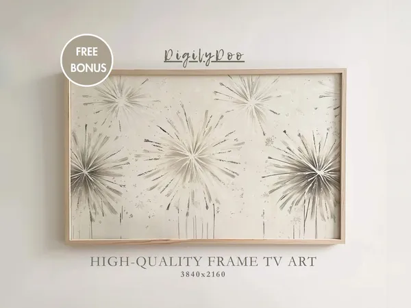 Happy New Year 2025 Vintage Firework Art Print