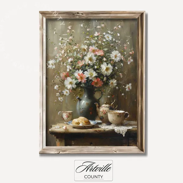 Tea Time Still Life Vintage Kitchen Art Print