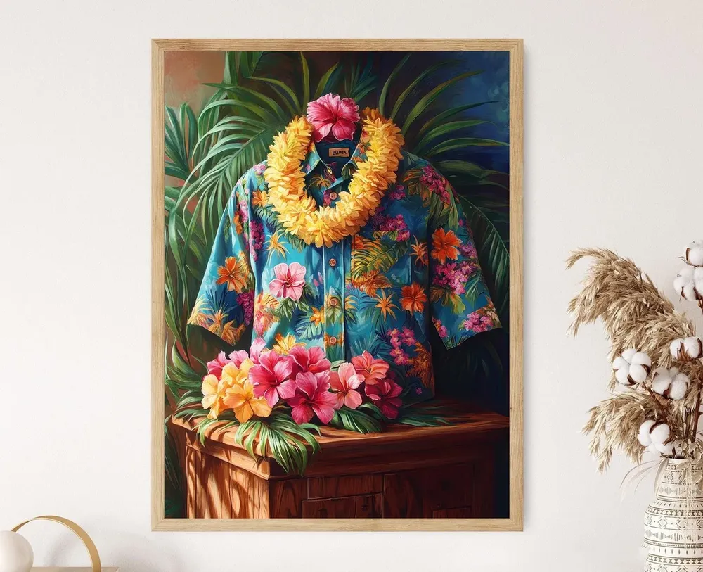 Hawaiian Aloha Shirt And Haku Lei Art Print