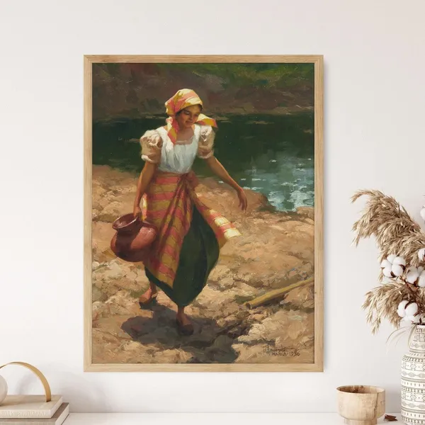 Fernando Amorsolo Woman By The Water, Vintage Art Print
