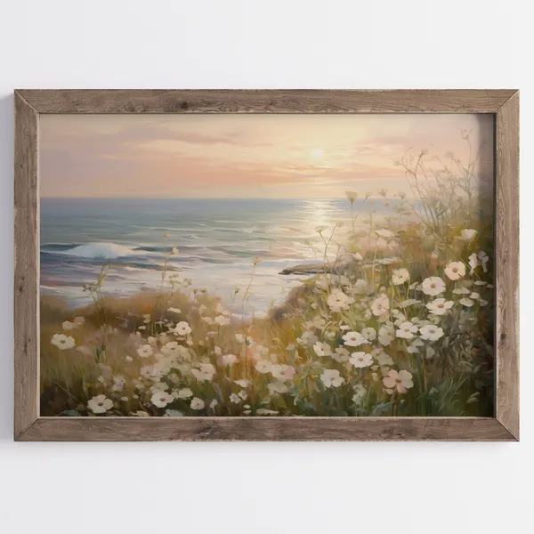 Summer Sunrise Coastal Wildflower Art Print