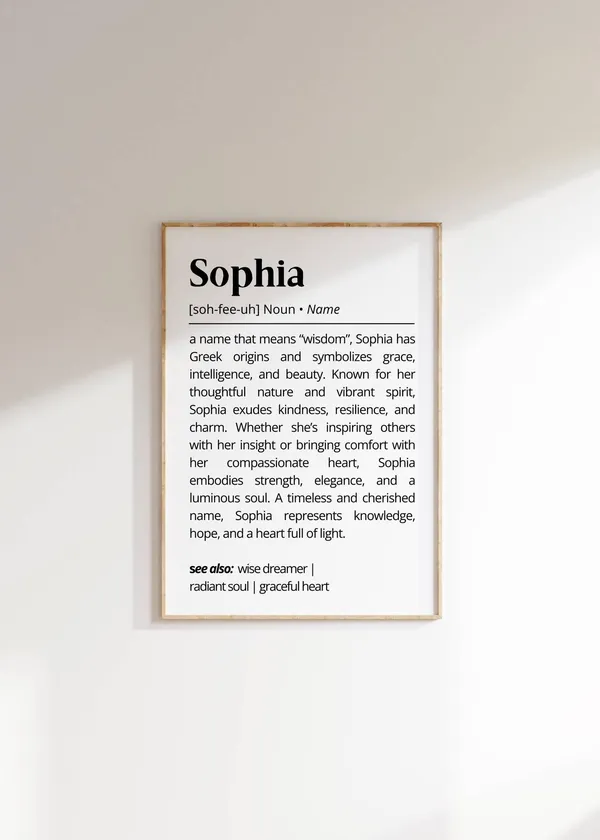 Sophia Name Definition Typography Art Print