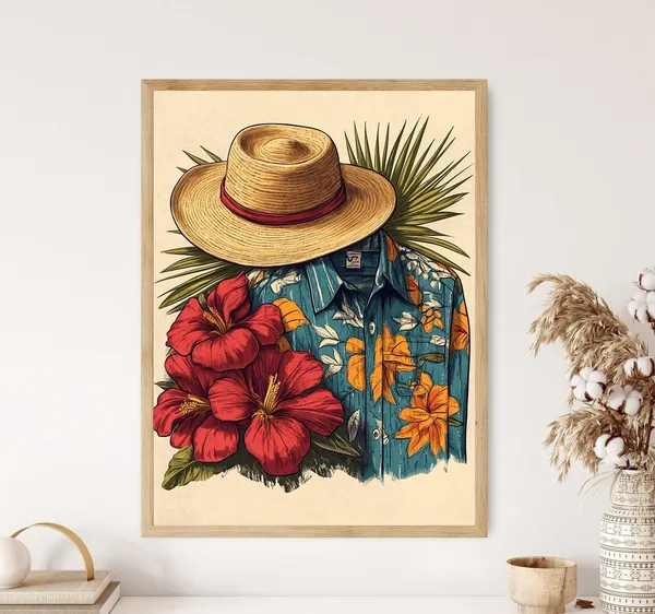 Puerto Rican Jbaro Hat and Guayabera Art Print