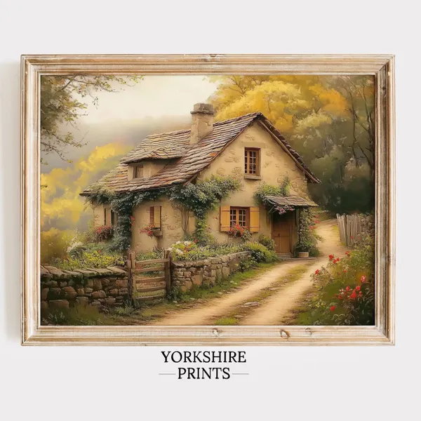 Cottage Garden Vintage Oil Painting Art Print