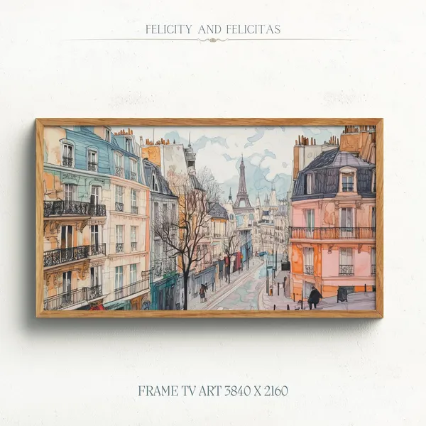 Vintage Paris Art Print, Retro Watercolor Village