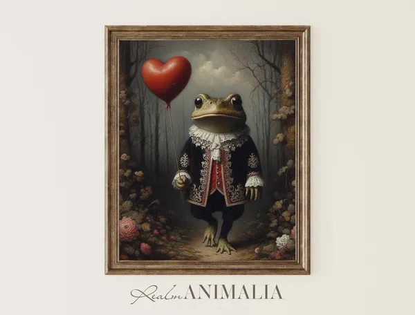 Valentine's Day Toad Art Print, Vintage Storybook