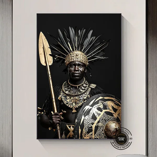 African Warrior With Spear and Shield Art Print