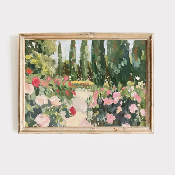 Rose Garden Oil Painting Landscape Art Print