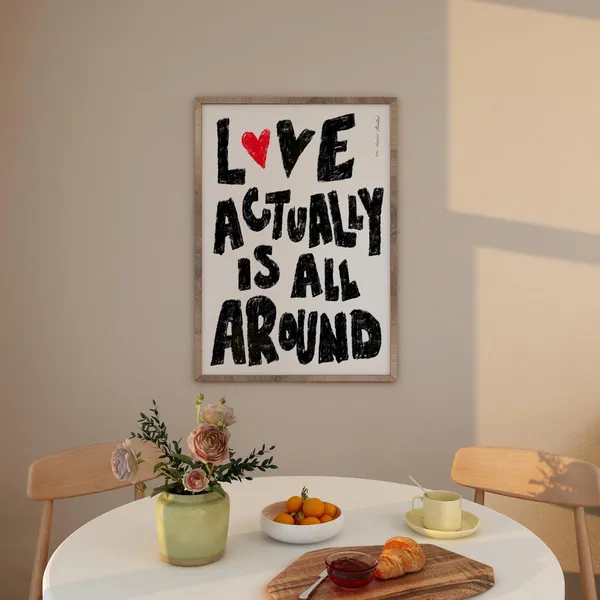 Love Actually Is All Around Retro Heart Art Print