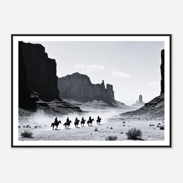 Black And White Cowboy Riders, Monument Valley Travel Poster