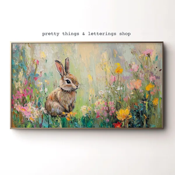 Easter Spring Floral Bunny Rabbit Art Print
