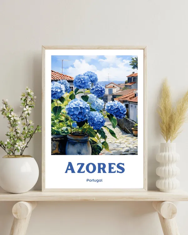 Azores Portugal Travel Poster, Wall Art Print